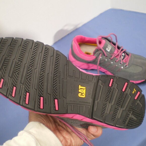 CAT Pink and Gray Steel Toed Shoes, Size 7 1/2 - Picture 3 of 8